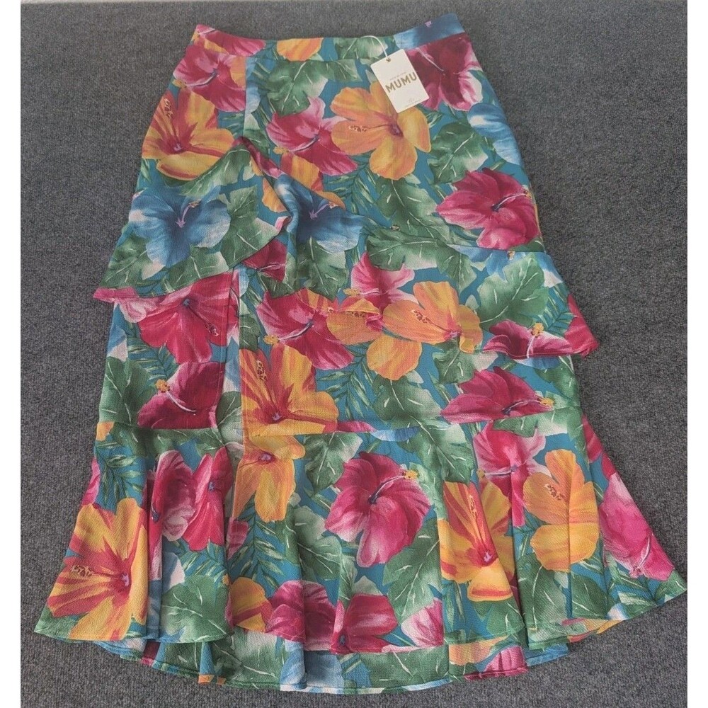 Show Me Your Mumu Skirt w/ Slit Sz XL Maxi Floral Hawaiian Cocktail New NWT